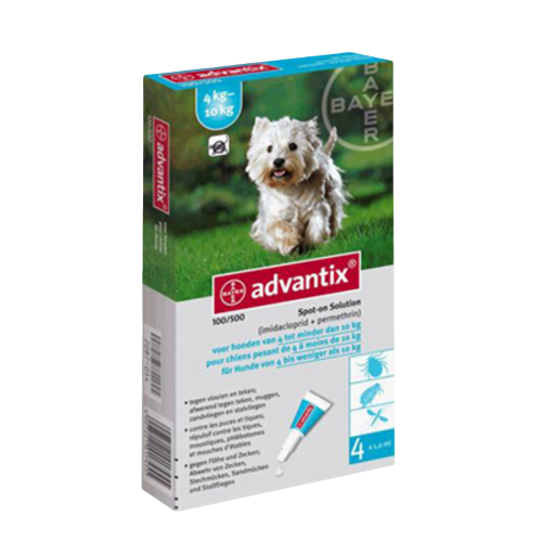 Pipetas para cães Advantix 4–10 kg, 4 pipetas