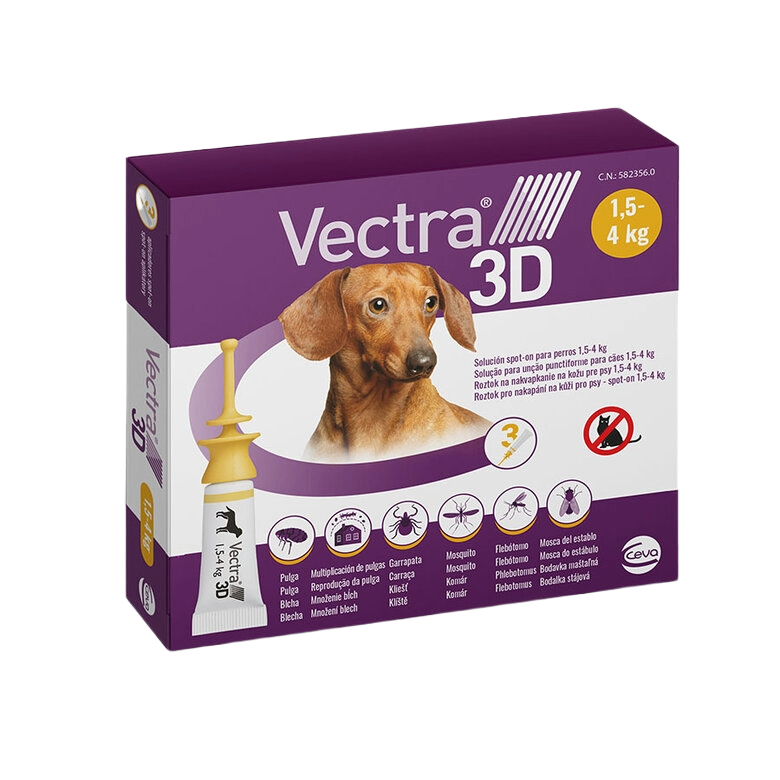 Vectra 3D pipetas para cães 4–10 kg, 3 pipetas