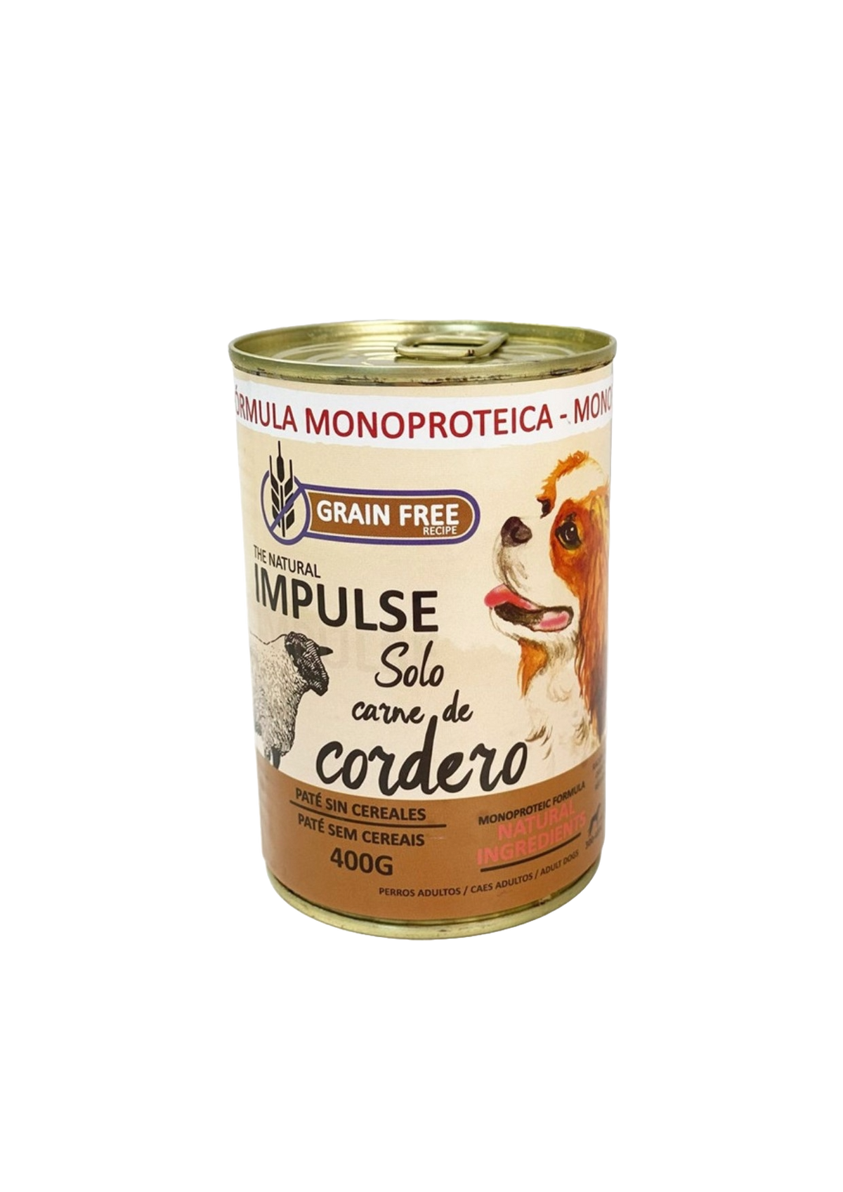 Comida húmida para cães Natural Impulse com borrego, lata de 400 g