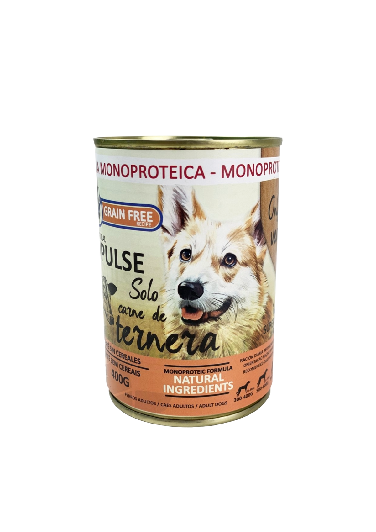 Comida húmida para cães Natural Impulse com vitela, lata de 400 g