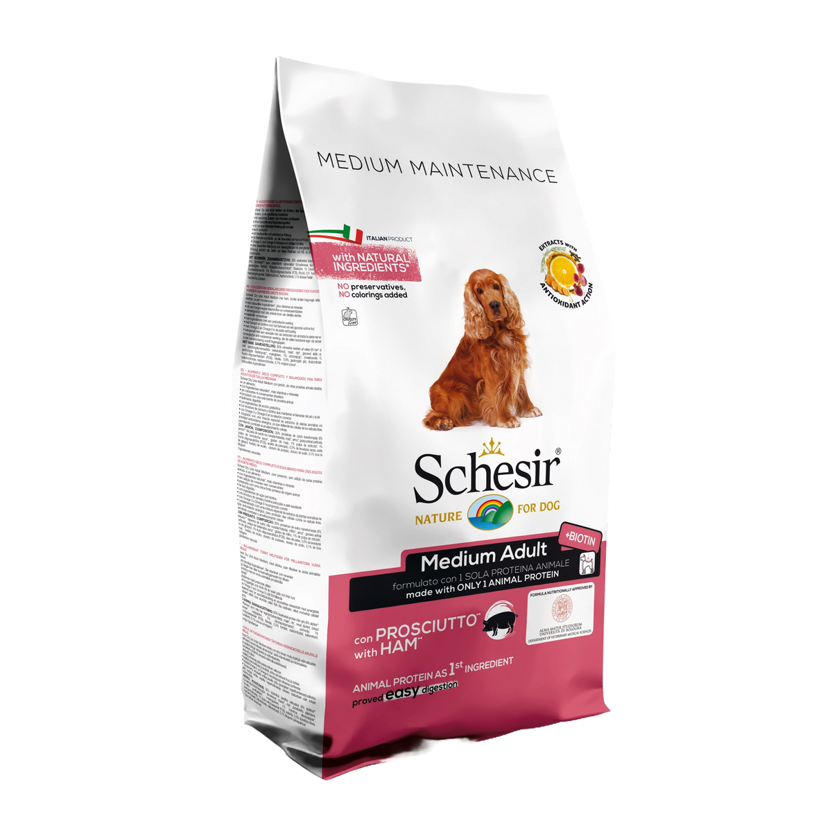 Ração para cães Schesir Medium Manutenção fiambre, 12 kg