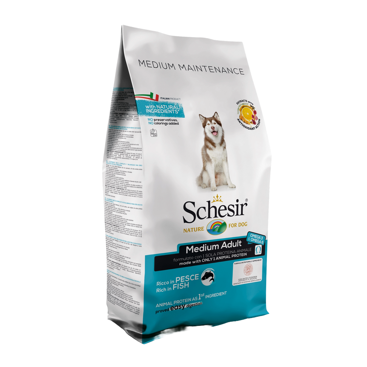 Ração para cães Schesir Medium Manutenção peixe, 12 kg