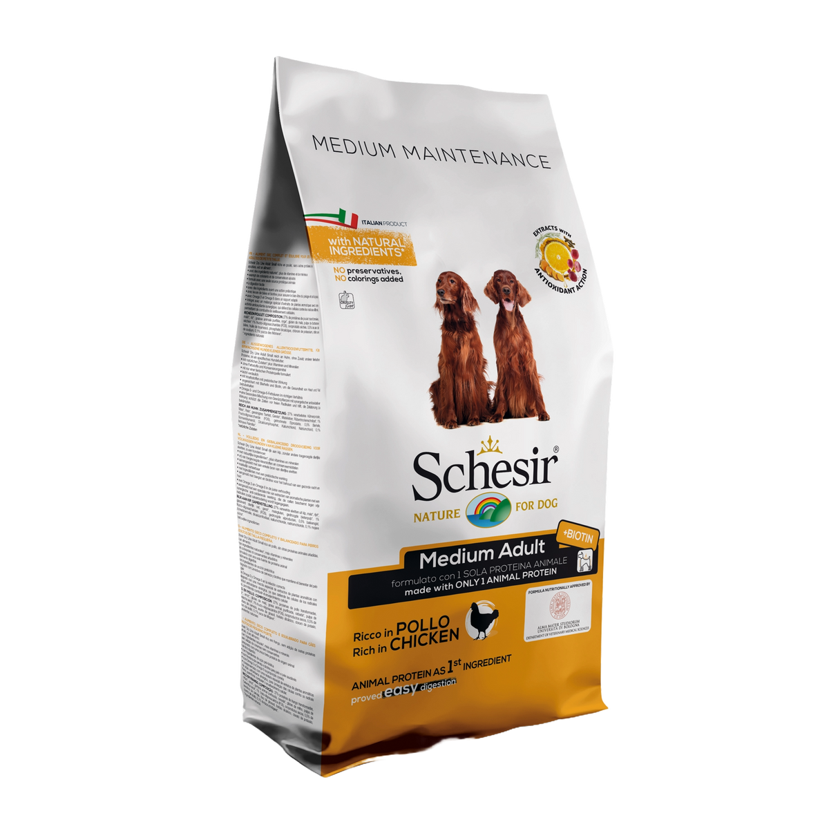 Ração para cães Schesir Medium Manutenção frango, 12 kg