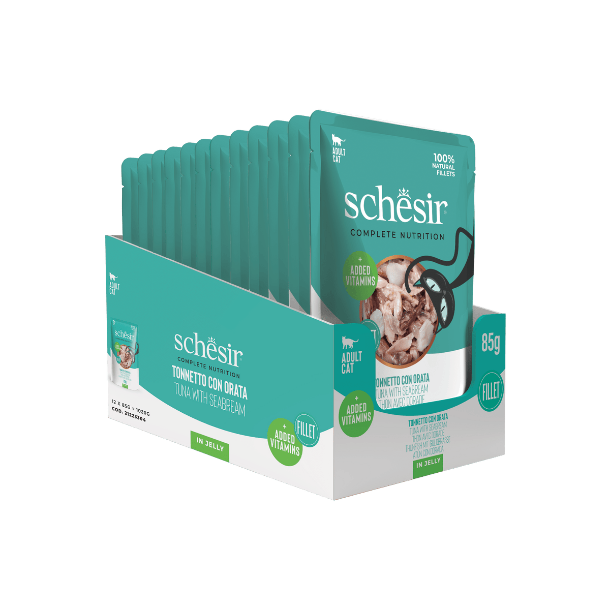 Comida húmida para gatos Schesir atum com dourada, saqueta 85 g – imagem 3