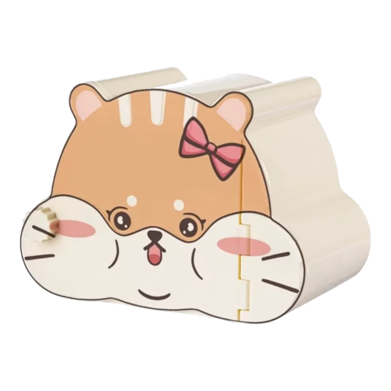 Casinha esconderijo para hamster com desenho laranja e laço
