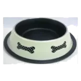Comedouro antiderrapante de aço Deluxe Osso para cães