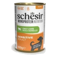 Comida húmida para cães adultos Schesir Monoprotein borrego, lata de 400 g