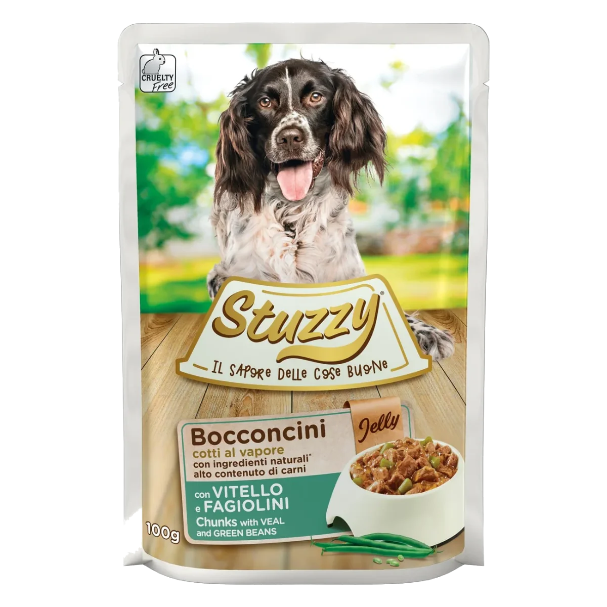 Comida húmida para cães Stuzzy vitela e feijão-verde, saqueta de 100 g