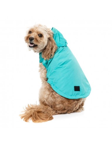 Impermeável com capuz para cães FuzzYard Evo verde-azulado