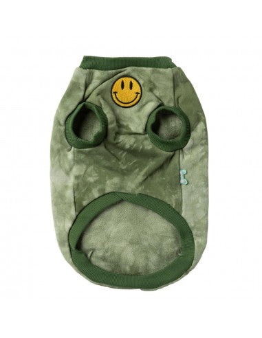 Camisola com capuz para cães FuzzYard Smiley Tie-rus, verde (tamanho 1)