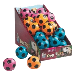 Bola para cães pequena com desenho de futebol 6 cm, cores sortidas