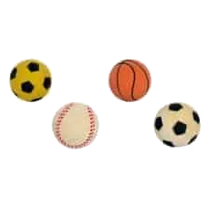 Bola para cães semirrígida com desenhos desportivos, 6 cm