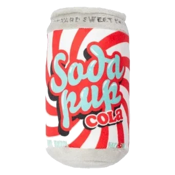 Peluche para cães FuzzYard lata de refrigerante Soda Pup Cola com apito