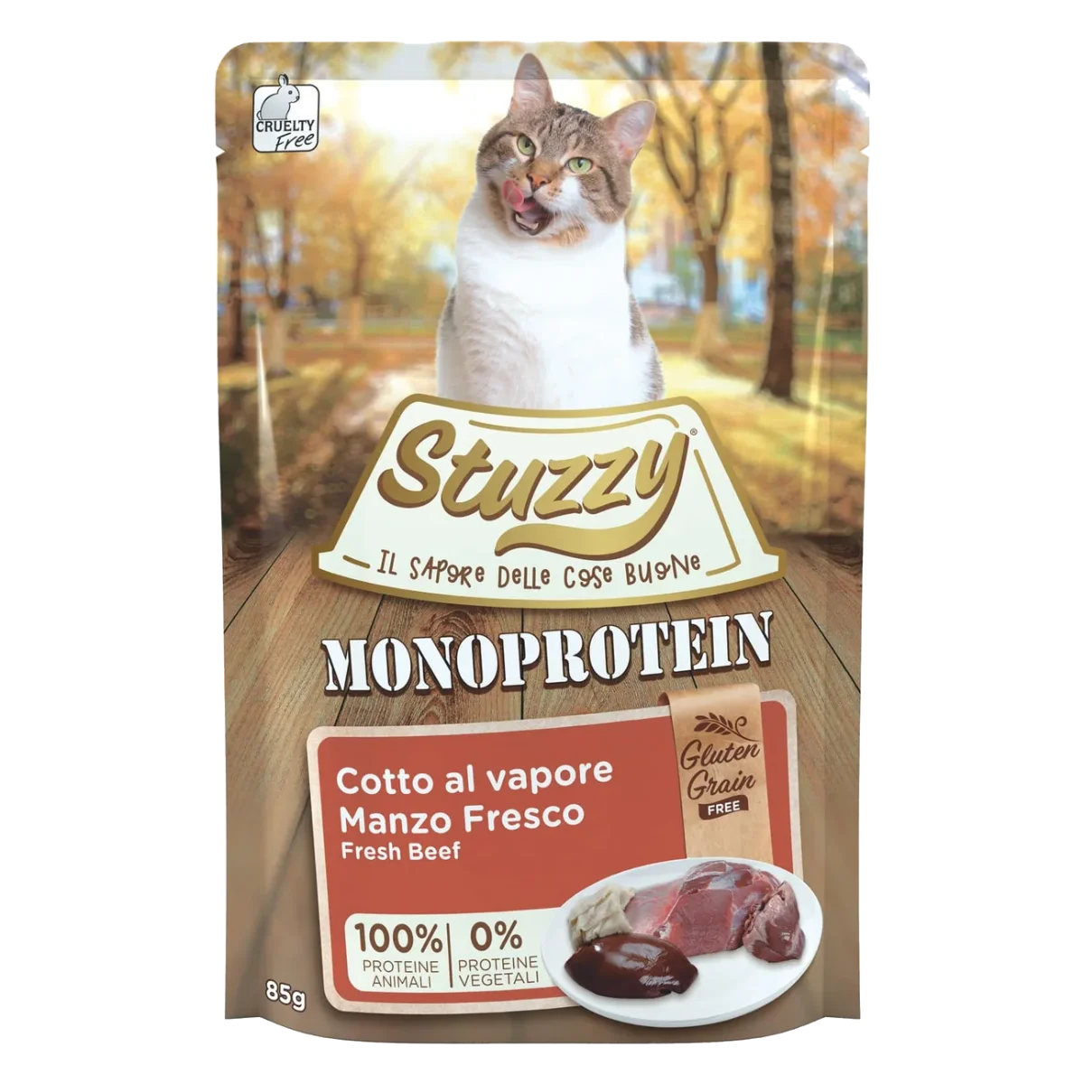 Comida húmida para gatos Stuzzy Grain Free Monoprotein vaca fresca, 85 g
