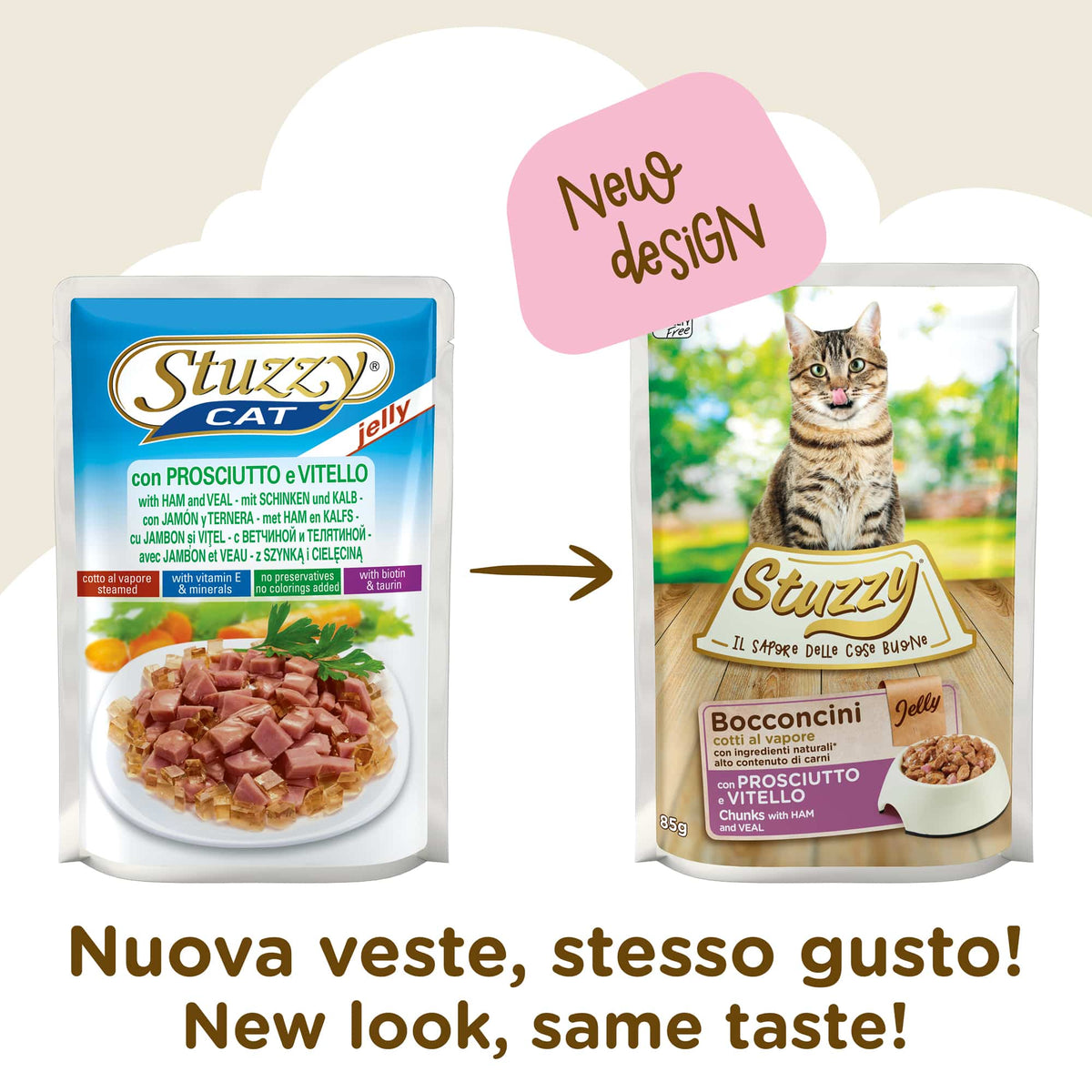 Comida húmida para gatos Stuzzy Cat fiambre e vitela, saqueta de 85 g – imagem 2