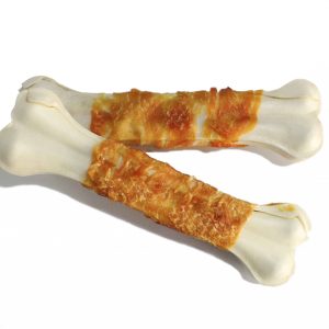 Osso prensado com frango para cães, 20 cm