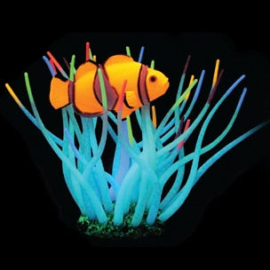Anémona-do-mar com peixe-balão Aqua Lumo decoração para aquário
