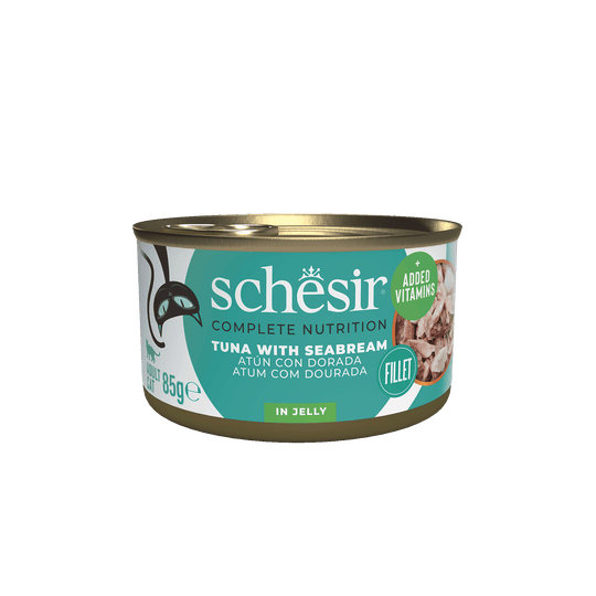 Comida húmida para gatos Schesir atum com dourada, lata 85 g