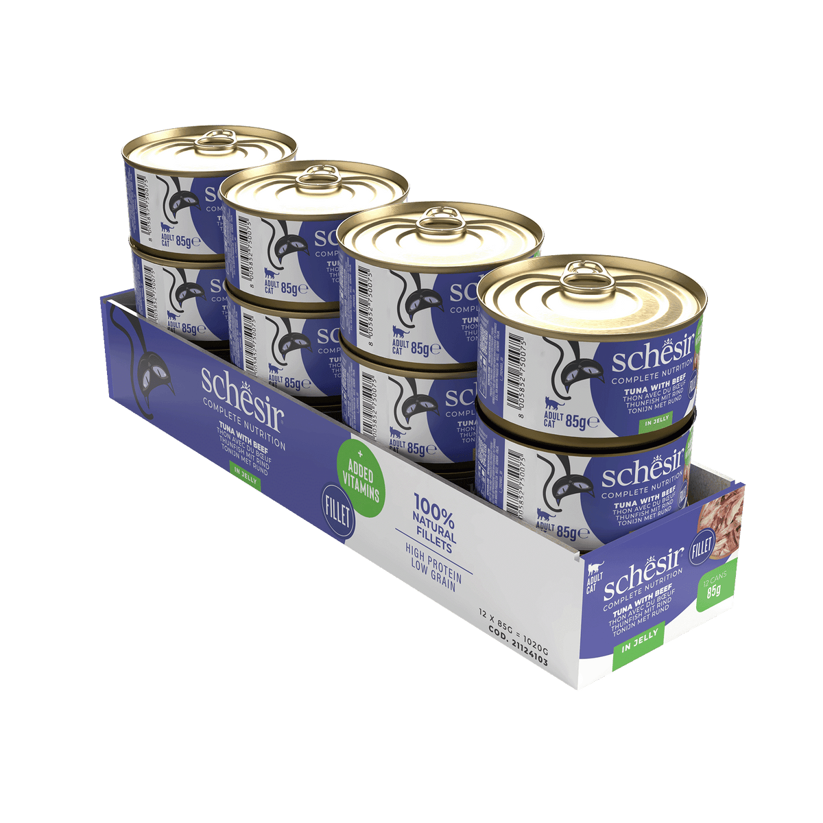 Comida húmida para gatos Schesir atum com vaca, lata 85 g – imagem 2