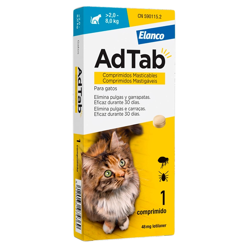 AdTab 48 mg antiparasitário para gatos de mais de 2 a 8 kg