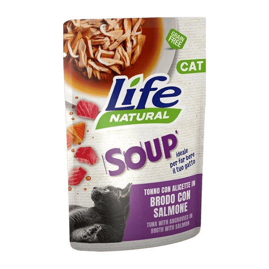 Sopa Life Cat atum com anchovas e salmão para gatos, 60 g
