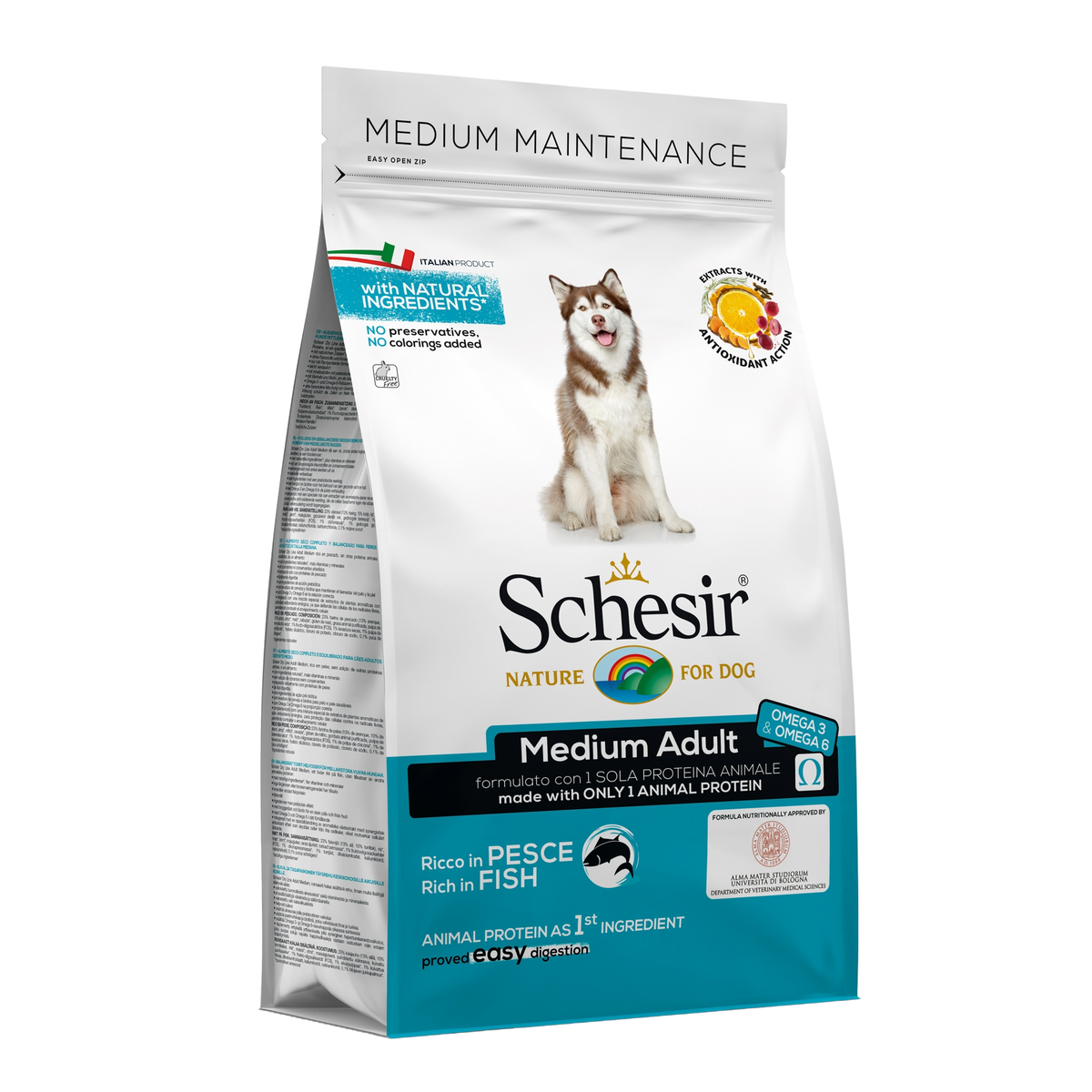 Ração para cães Schesir Medium peixe, 3 kg