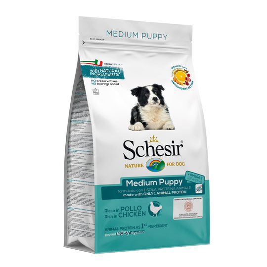 Ração para cachorros Schesir Medium Puppy frango, 3 kg