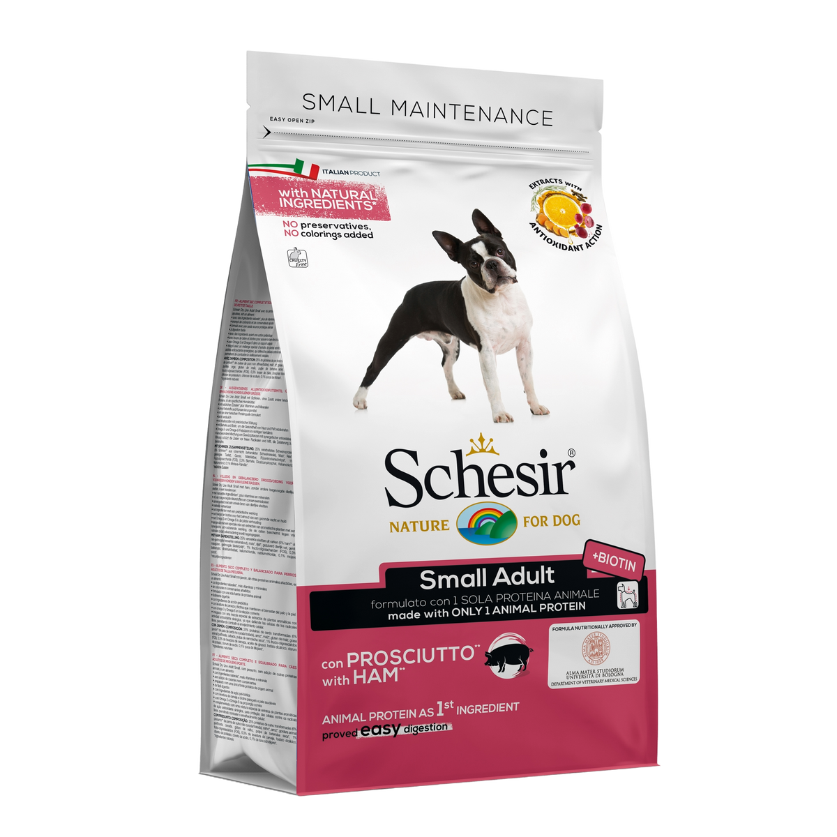 Ração para cães Schesir Small Manutenção fiambre, 800 g