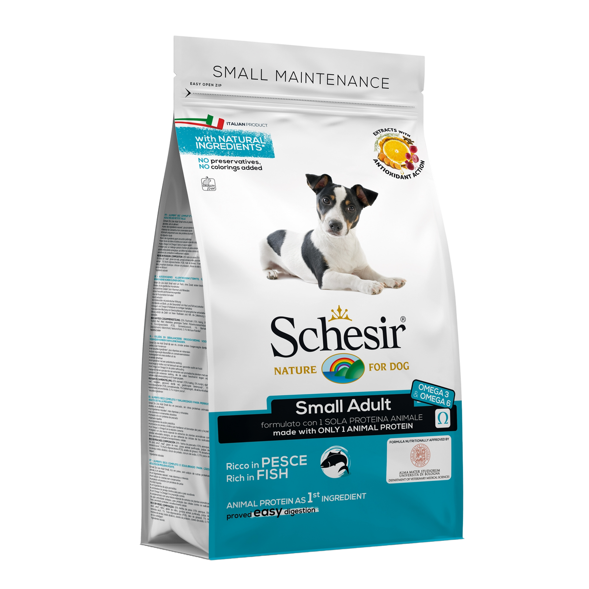 Ração para cães Schesir Small Manutenção peixe, 800 g