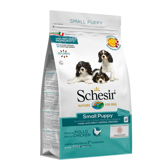 Ração para cachorros Schesir Small Puppy frango, 800 g