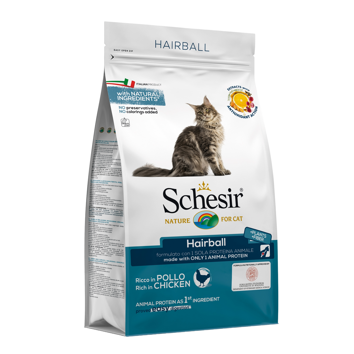 Ração para gatos Schesir Hairball frango, 1,5 kg