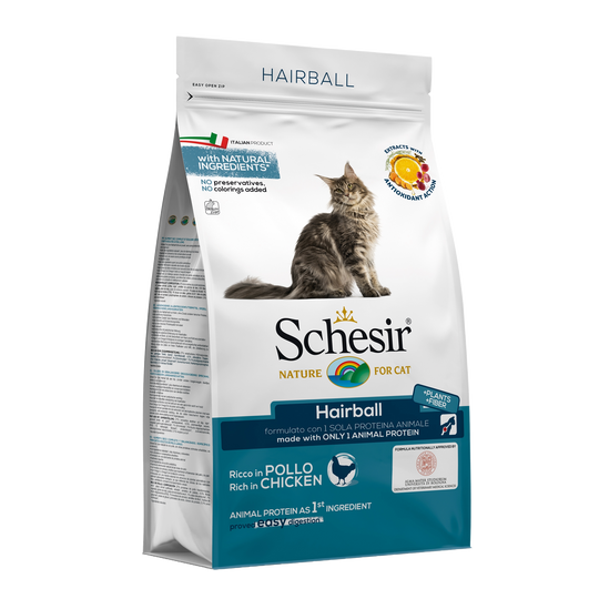 Ração para gatos Schesir Hairball frango, 1,5 kg