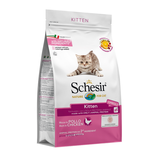 Ração para gatos Schesir Kitten frango, 1,5 kg