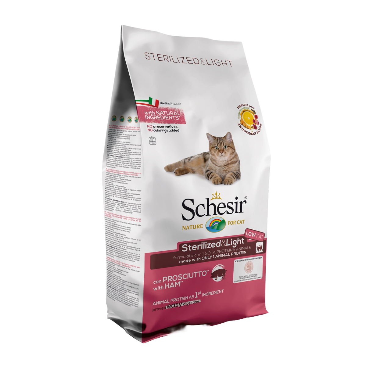 Ração para gatos Schesir Esterilizado & Light fiambre, 10 kg
