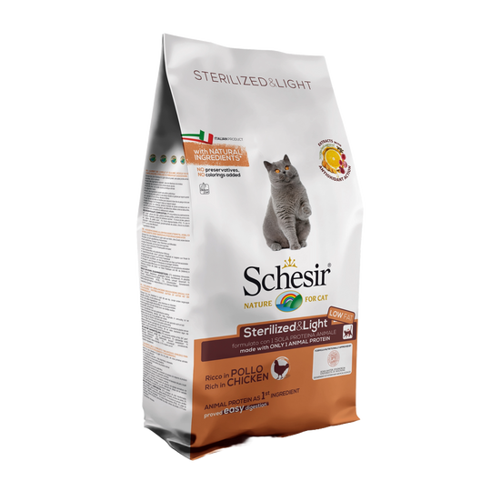 Ração para gatos Schesir Esterilizado & Light frango, 10 kg