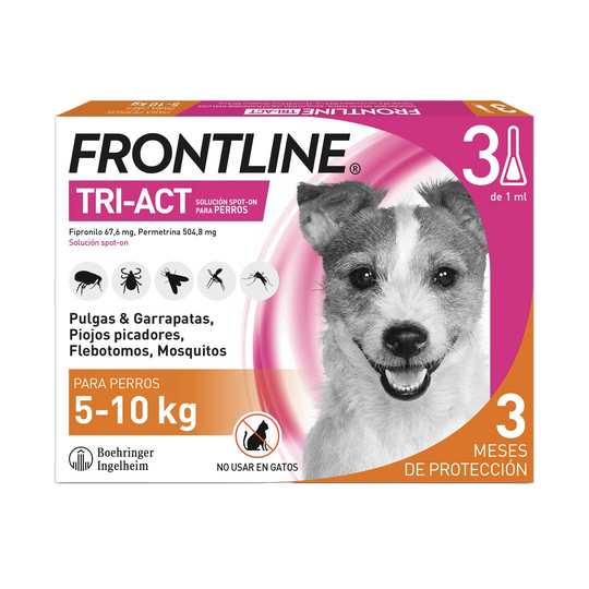 Frontline Tri-Act pipetas para cães 5–10 kg, 3 pipetas