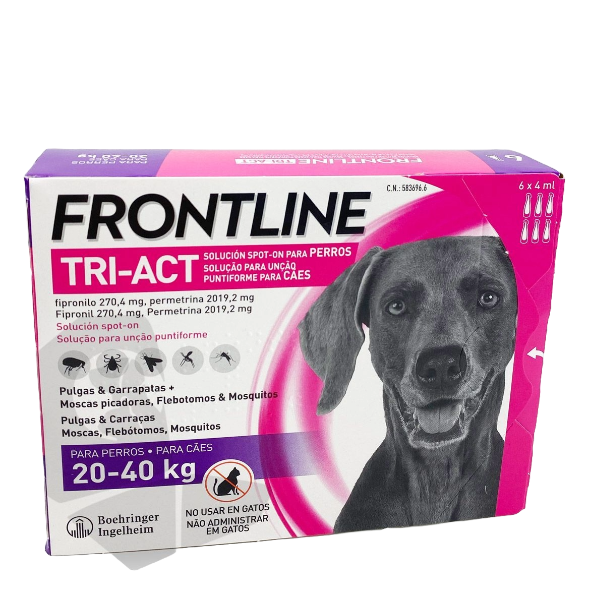 Frontline Tri-Act pipetas para cães 20–40 kg, 6 pipetas