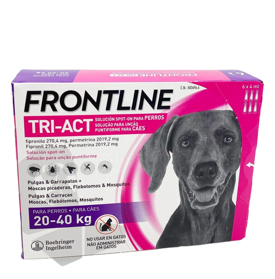 Frontline Tri-Act pipetas para cães 20–40 kg, 6 pipetas
