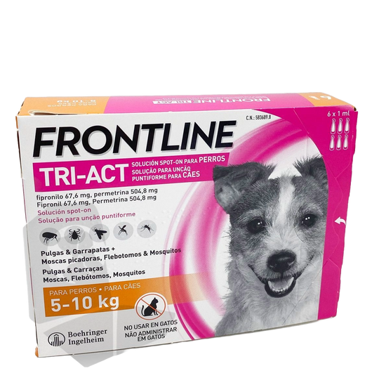 Frontline Tri-Act pipetas para cães 5–10 kg, 6 pipetas