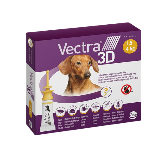 Vectra 3D pipetas para cães 1,5–4 kg, 3 pipetas