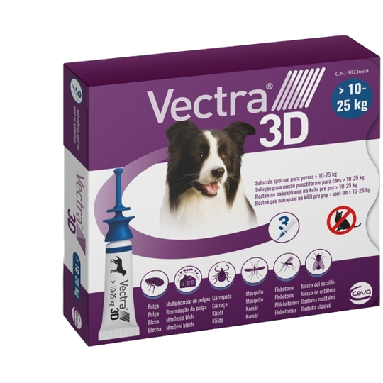 Vectra 3D pipetas para cães 10–25 kg, 3 pipetas
