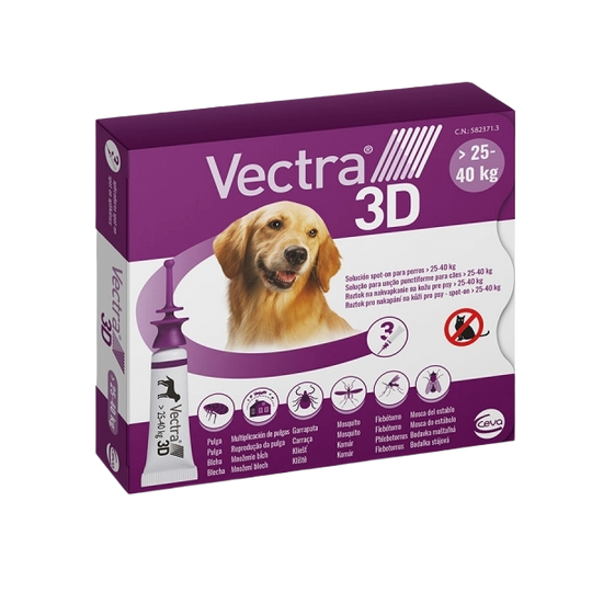 Vectra 3D pipetas para cães 25–40 kg, 3 pipetas