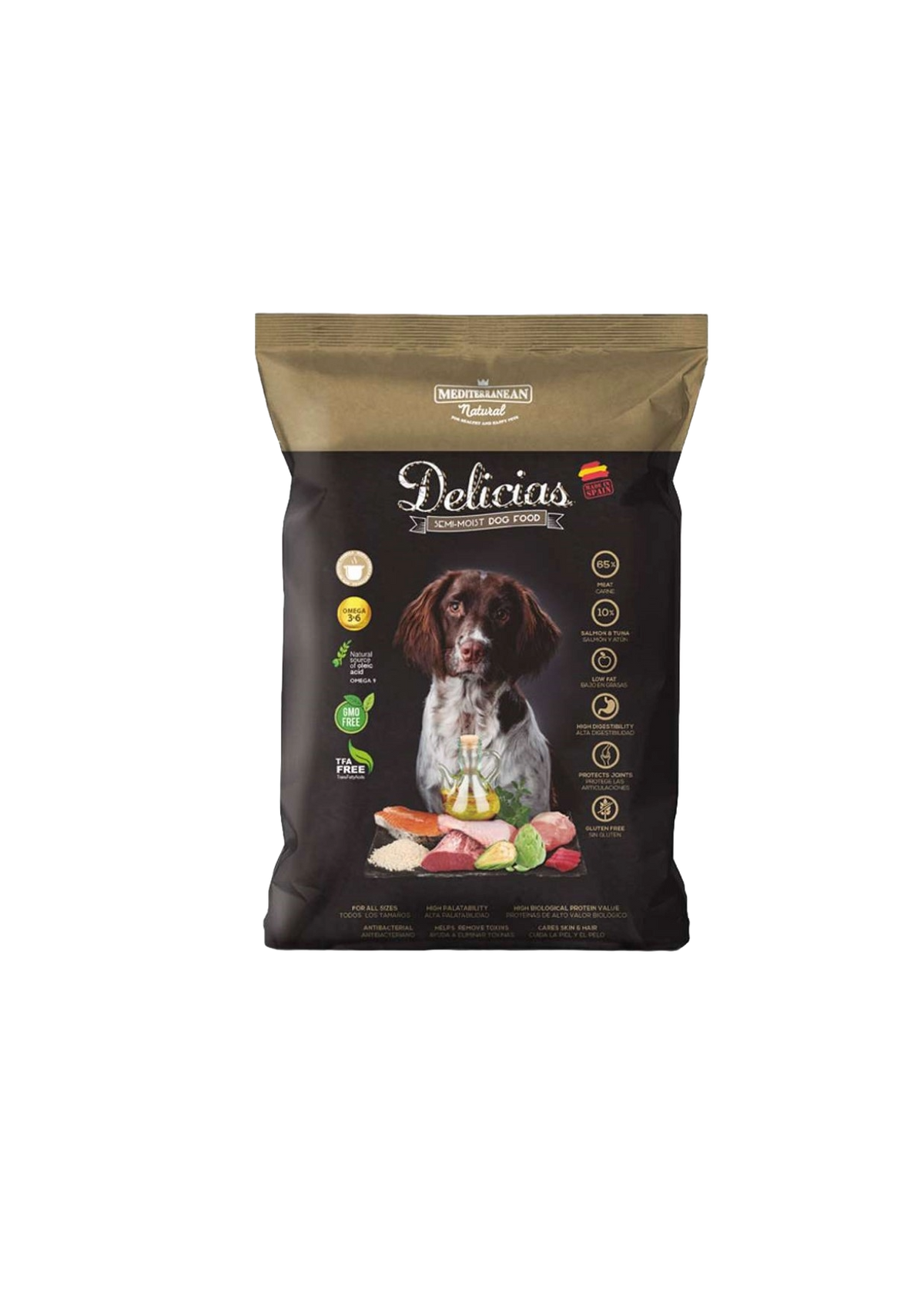 Ração semi-húmida Mediterranean Delicias para cães, 1,5 kg