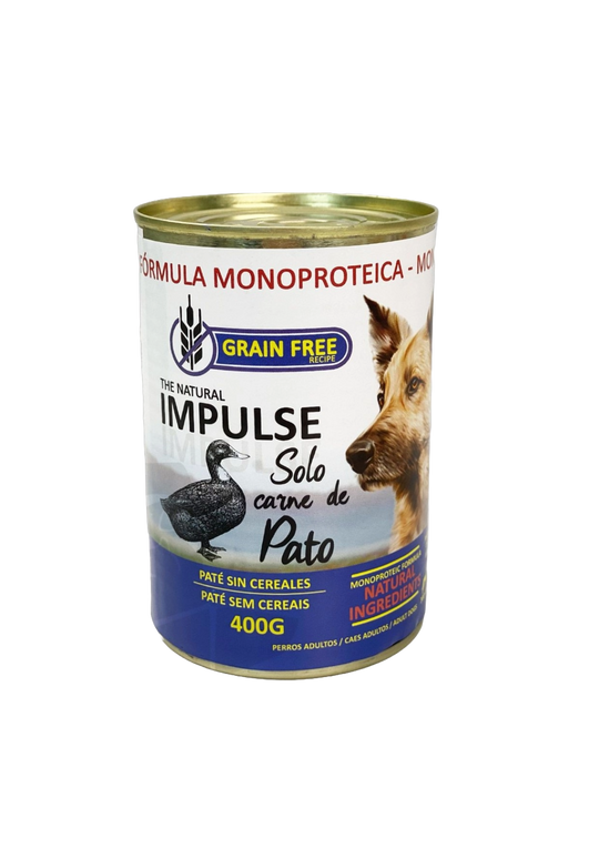 Comida húmida para cães Natural Impulse com pato, lata de 400 g