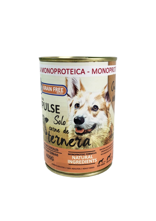 Comida húmida para cães Natural Impulse com vitela, lata de 400 g