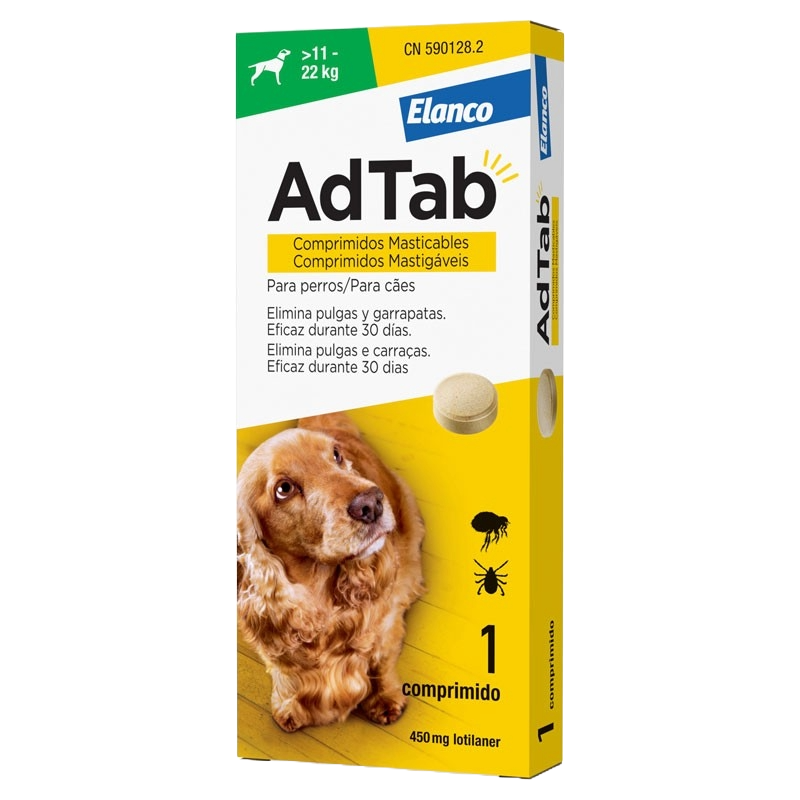 AdTab 450 mg antiparasitário para cães de mais de 11 a 22 kg