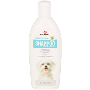 Champô Flamingo para cães de pelo branco com óleo de macadâmia