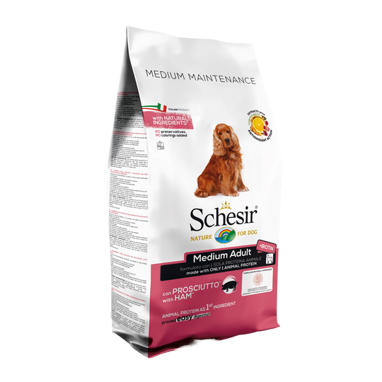Ração para cães Schesir Medium Manutenção fiambre, 12 kg