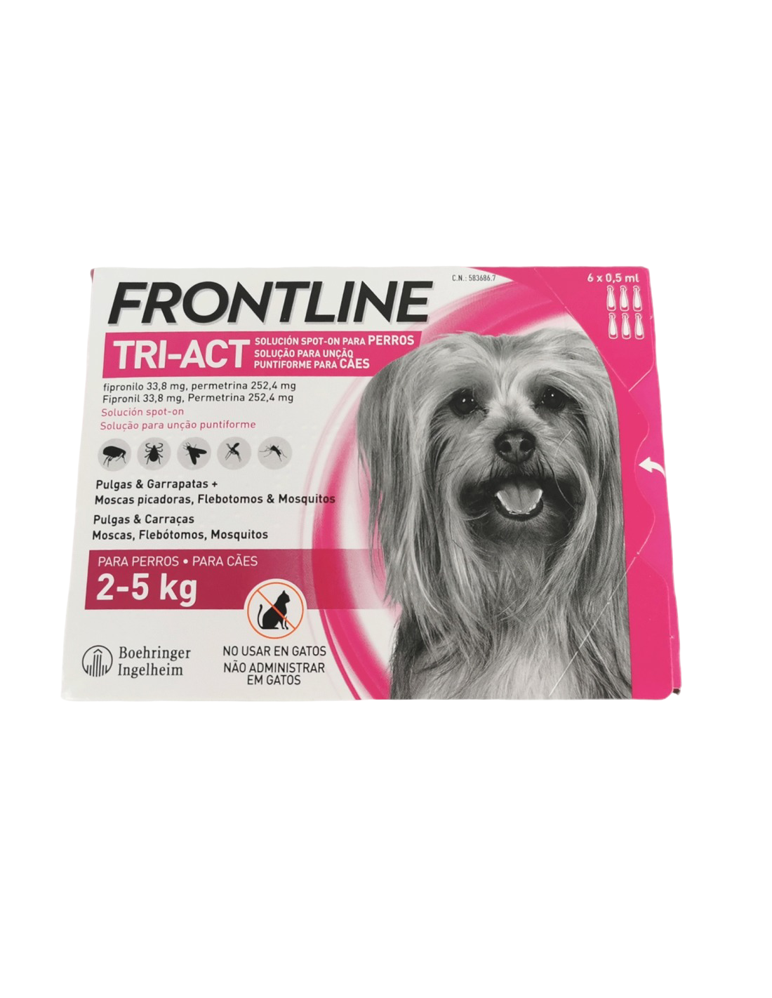 Frontline Tri-Act pipetas para cães 2–5 kg, 6 pipetas