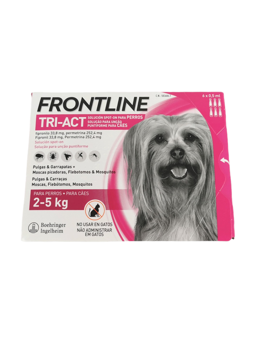 Frontline Tri-Act pipetas para cães 2–5 kg, 6 pipetas